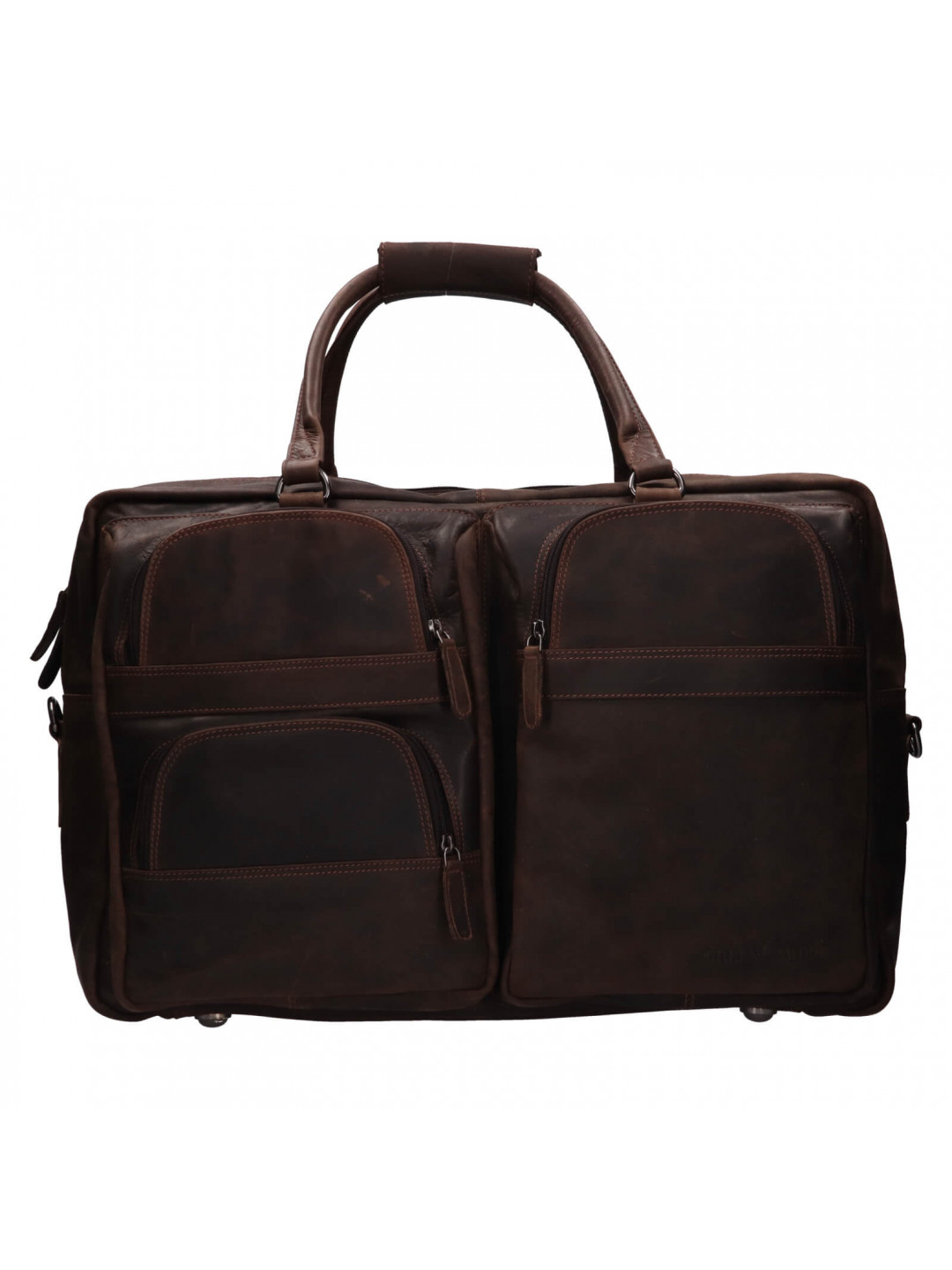 Kožená cestovní taška Greenwood Malcolm – tmavě hnědá